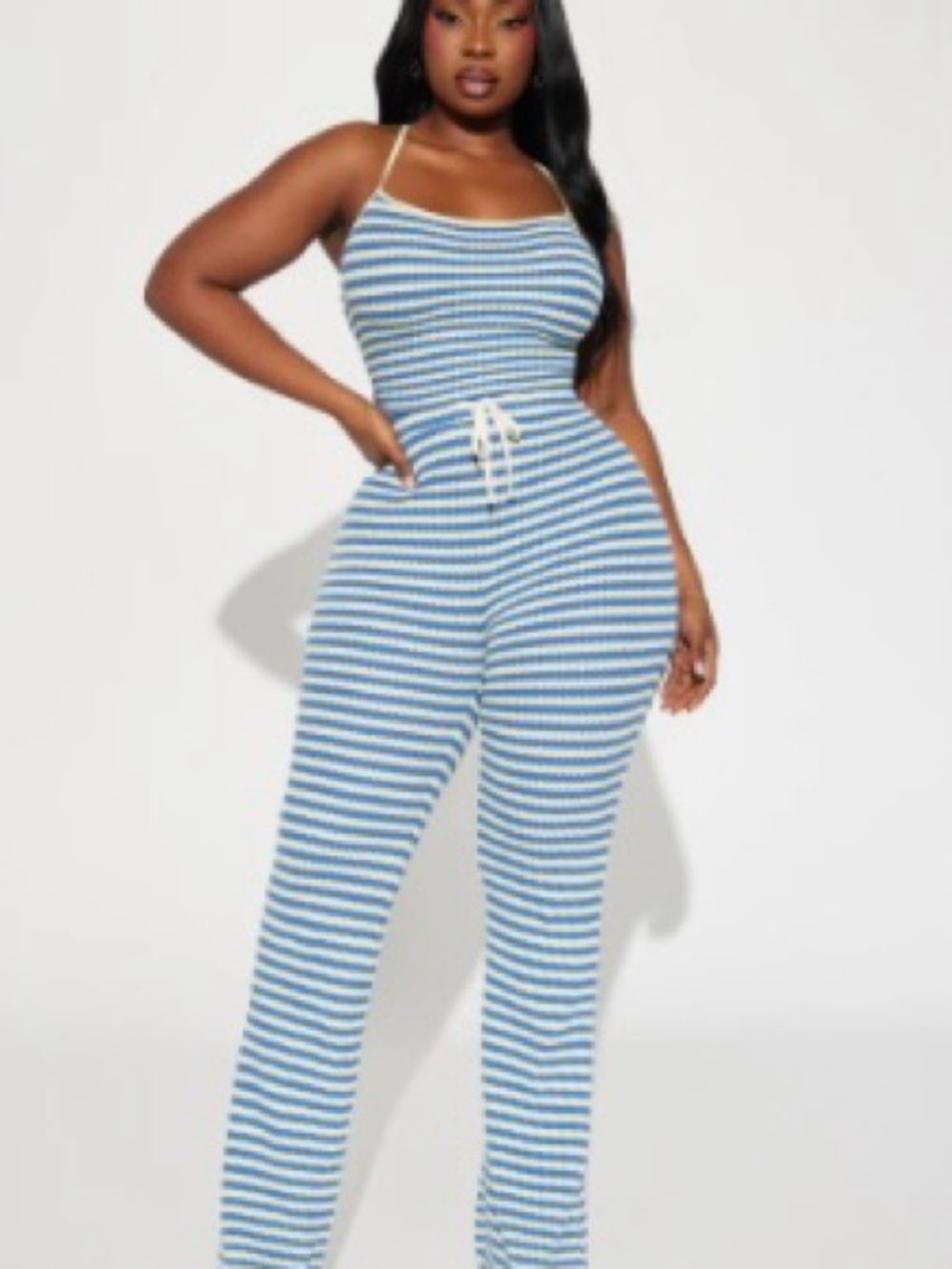 Striped Blue & White & Green Crochet Set